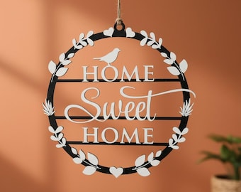 Letrero decorativo para puerta "Home Sweet Home", impreso en 3D, ideal para la entrada o como adorno redondo. Regalo perfecto para el hogar o para el porche de una casa de campo.