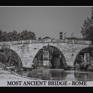 Pons Fabricius Rome Print: Ancient Bridge Black and White Architectural Wall Art