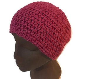 Pink Crochet Hat - Soft Organic Cotton Beanie - Handmade Eco Hat - Vegan - Plant Fibers - Sustainable Clothing