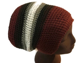 Organic Cotton Tam - Crochet Dread Hat - Baggy Beanie - Eco Vegan Sustainable - One of a Kind Tuque - Made in Canada