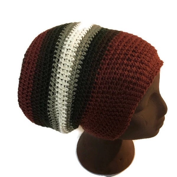 Organic Cotton Tam - Crochet Dread Hat - Baggy Beanie - Eco Vegan Sustainable - One of a Kind Tuque - Made in Canada