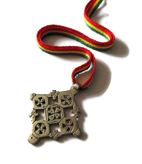 Ethiopian Cross Necklace Rasta Jewelry Red Gold And - Gold Ethiopian Cross Pendant Ethiopian Cross Necklace Rasta Jewelry Red Gold And - Gold Ethiopian Cross Pendant