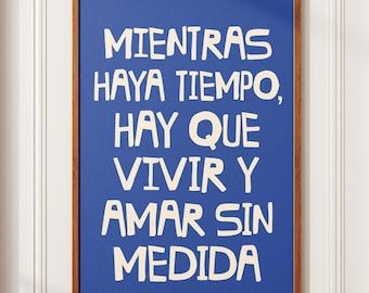 Poster mit ausdrucksstarker spanischer Typografie, Wandbild mit Zitat, handgezeichneter Schriftzug, inspirierende Wohndekoration, maximalistische Schlafzimmerkunst, Kunstdruck für Studentenwohnheime