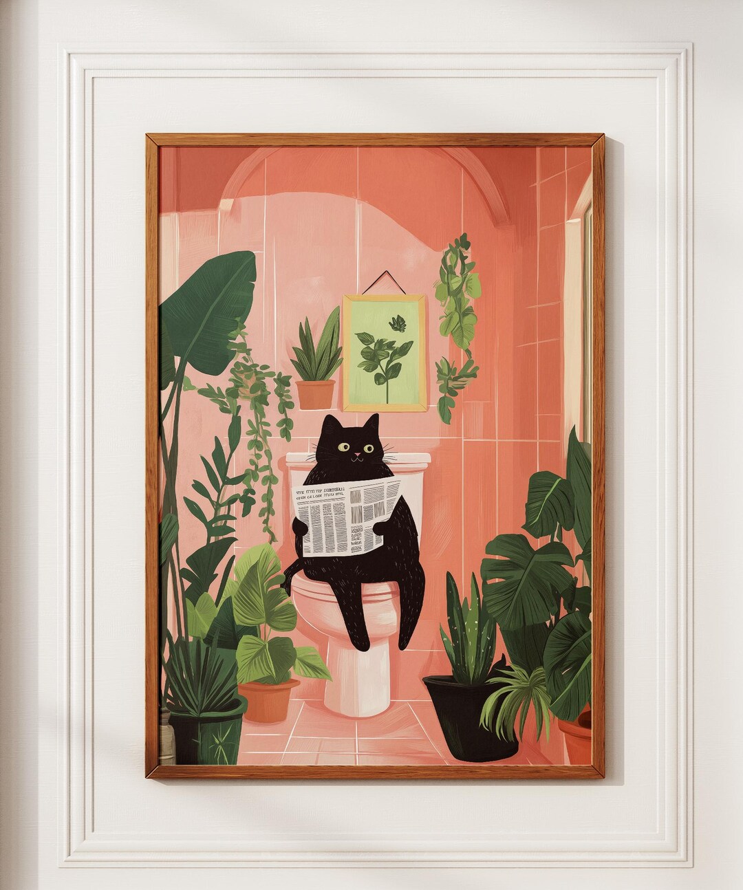 Funny Bathroom Poster, Cat Reading Newspaper Print, Toilet Wall Art ...