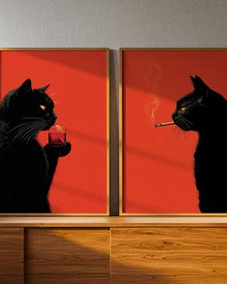 Black Cat Set of 2 Prints, Smoking Cat & Cocktail Cat Wall Art, Funny Bar Cart Poster, Moody Kitchen Decor, Cool Cat Gift, Diptych Wall Art By WildIcon By WildIcon Shop owned by Mmqclab 4 months on Etsy