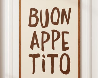 Bon Appetit Kunstdruck, Bon Appetit Kunst, Küchendruck, Typografie-Kunst, Küchenzitate, Beige Küchendeko