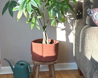Taburete de madera maciza de caucho: acabado nogal, antideslizante, ideal para baño y cocina.