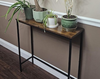 Mesa consola estrecha de 75 cm (29,5 pulgadas), mesa auxiliar delgada para recibidor o sofá, estante de exhibición de madera para pasillo.
