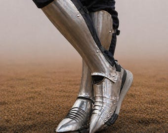 Gothic Knight Greaves & Sabatons – Handcrafted Medieval Steel Leg Armor for LARP, Cosplay And Renaissance Faires