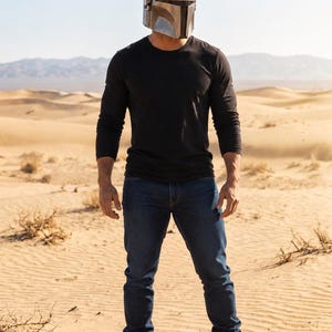 mandalorian helmet, beskar helmet replica, star wars helmet, mandalorian cosplay, bounty hunter helmet, wearable steel helmet, handmade helmet, metal cosplay helmet, mandalorian armor, sci fi helmet, cosplay prop helmet, comic con costume, larp helmet, collector helmet, screen inspired helmet, custom armor helmet, galactic warrior helmet, premium cosplay gear, fan collector gift, battle worn helmet,