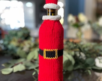 Santa Knit Wine Bottle Cover