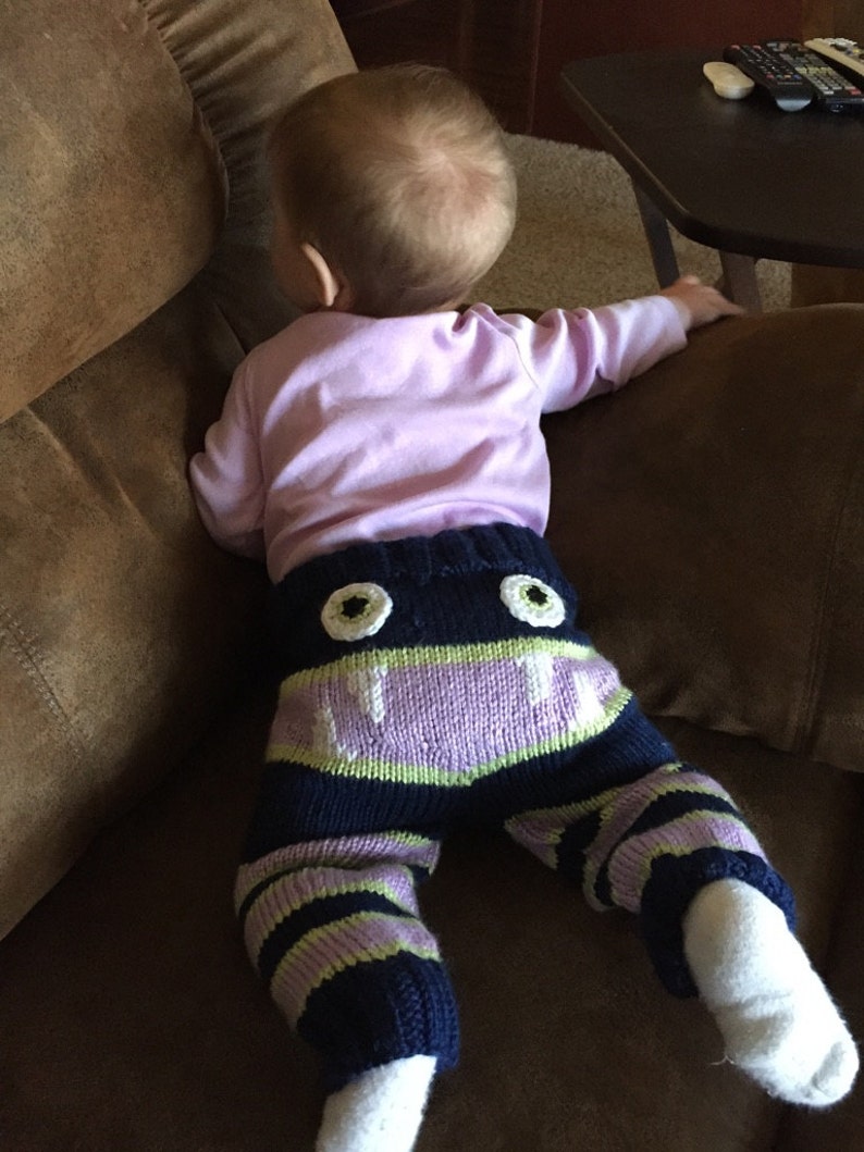 Baby knit monster pants image 1