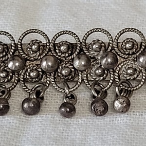Vintage Silver Bar Brooch with Dangles
