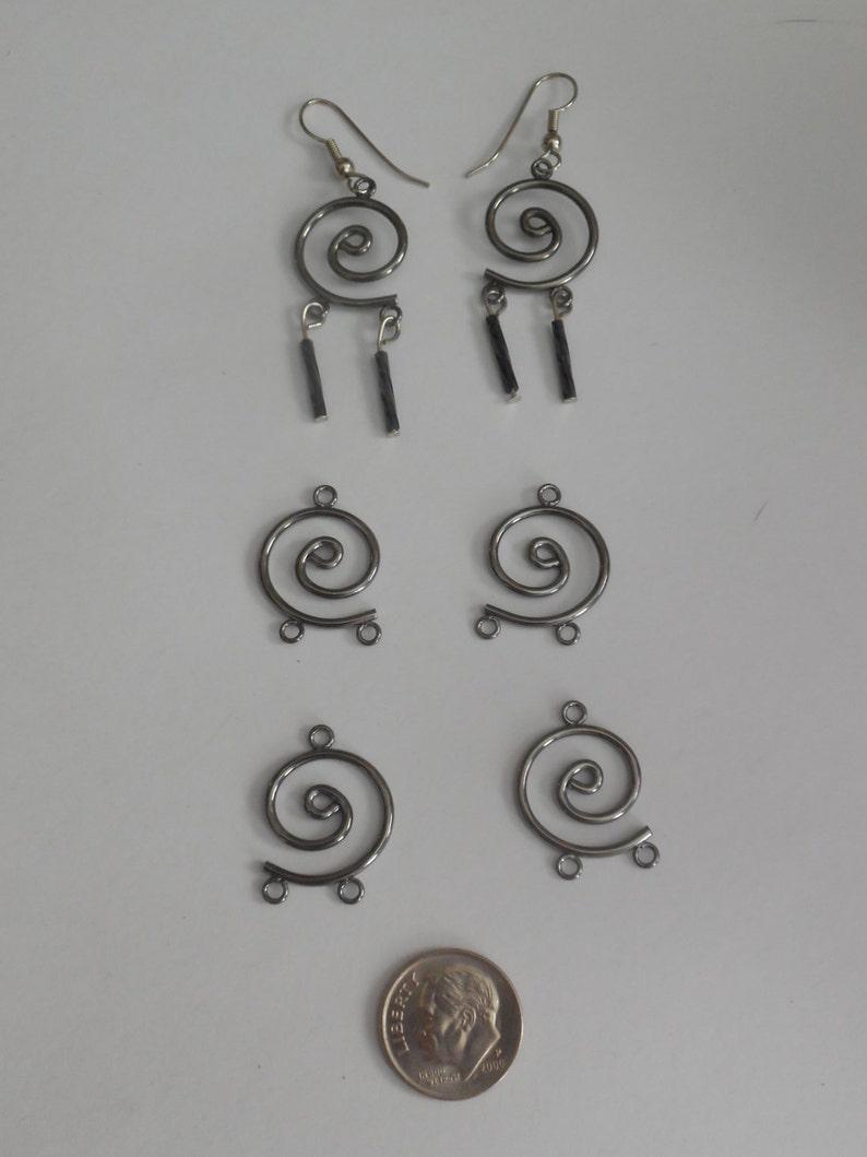 10 Gunmetal Swirl Earring Findings image 1