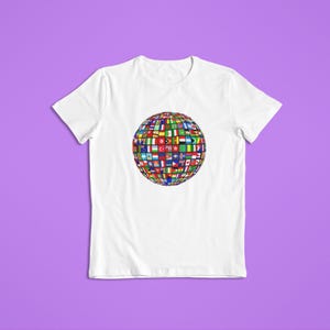 Världsflaggor Globe-tröja, internationell enighet-t-shirt, Global Pride-luvtröja, färgglada flaggor, planetdesign