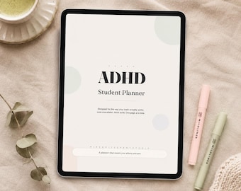 ADHD Student Planner Printable for College Adults | Goodnotes Study Planner | Focus Procrastination Emergency Kit | Assignment Tracker PDF