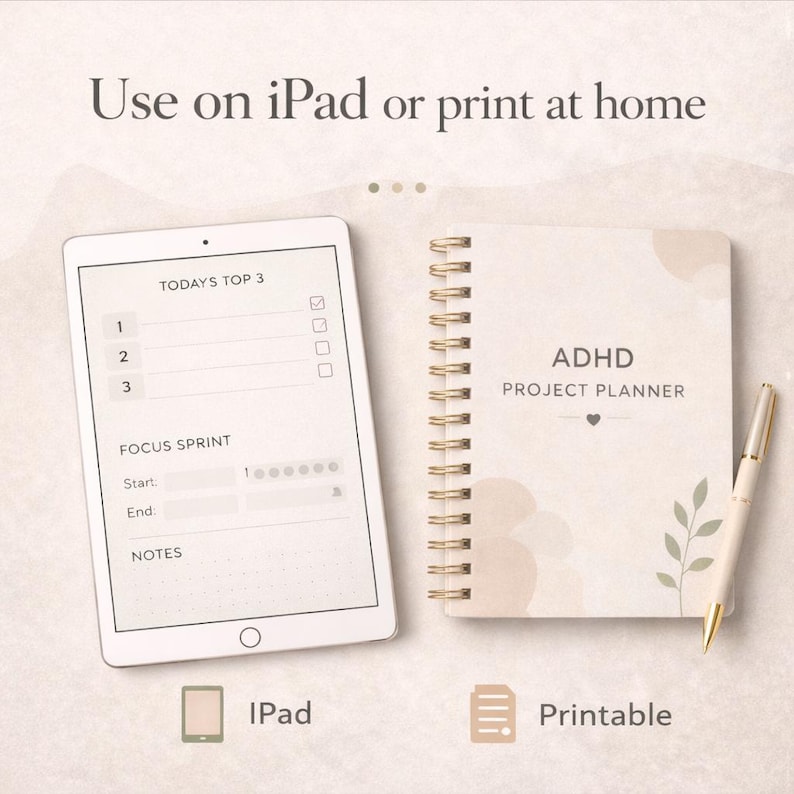 Daily Planner Printable for ADHD Adults | Productivity & Habit Tracker ...