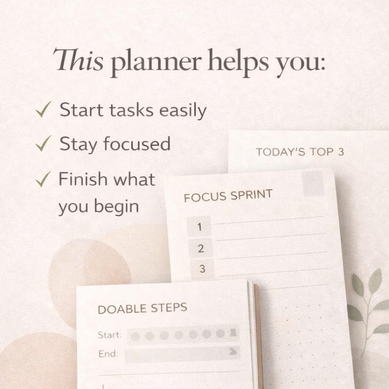 ADHD Project Planner Printable | Task Breakdown System | Daily Focus ...