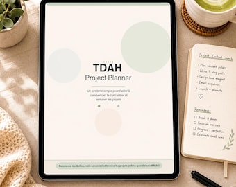 Planner Projet TDAH Imprimable | Organisation Tâches Adulte | Productivité Travail | Suivi Habitudes | Goodnotes PDF à Imprimer