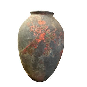 Vaso de cerâmica artística original do estúdio Debbie Altschwager - Vaso de grés com acabamento Raku metálico iridescente - Assinado - Artesão de Connecticut