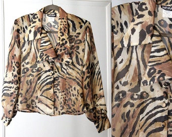 Sheer Animal Print 90s Jacket / Blouse