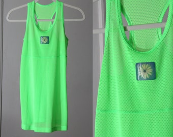 Neon Slime Green Sheer Mesh 90s Dress/Tunic/Tank Top