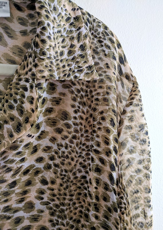 Sheer Leopard Print Collared Button Down 80s/90s … - image 3