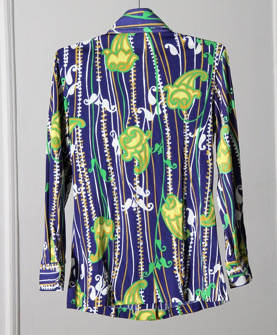 Beautiful Vivid Colorful 70s Patterned Button Up … - image 3