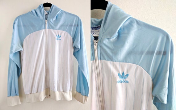 Baby Blue and White 80s Adidas Jacket With and Hood - Etsy