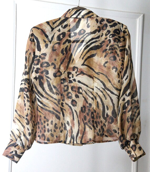 Sheer Animal Print 90s Jacket / Blouse - image 3