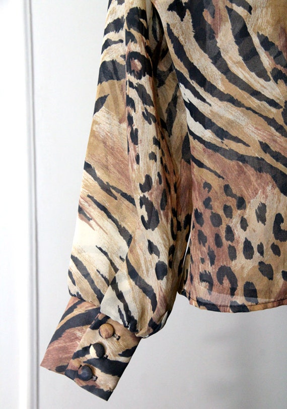 Sheer Animal Print 90s Jacket / Blouse - image 5