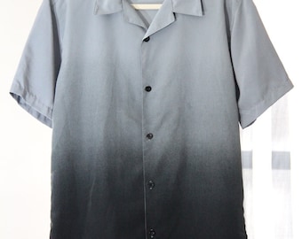 Grey Ombre Button Up Short Sleeve Shirt