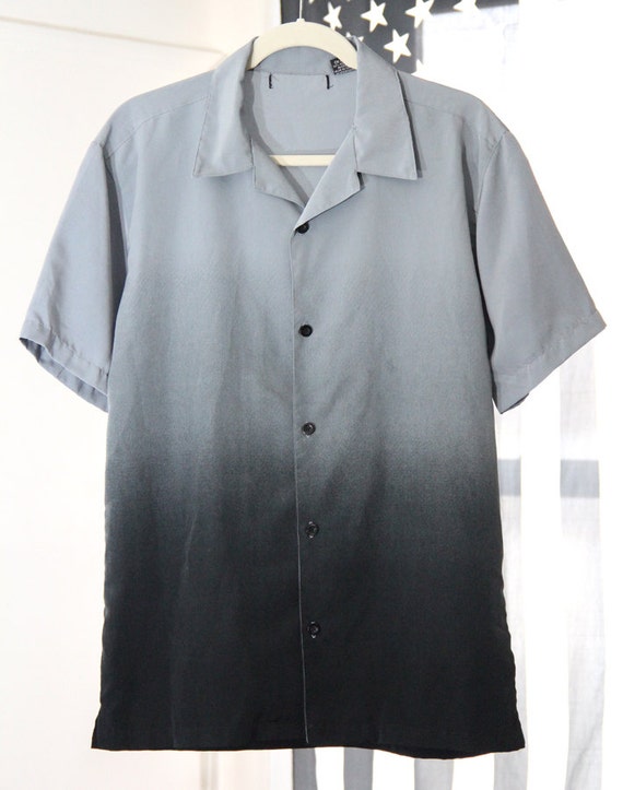 Grey Ombre Button Up Short Sleeve Shirt