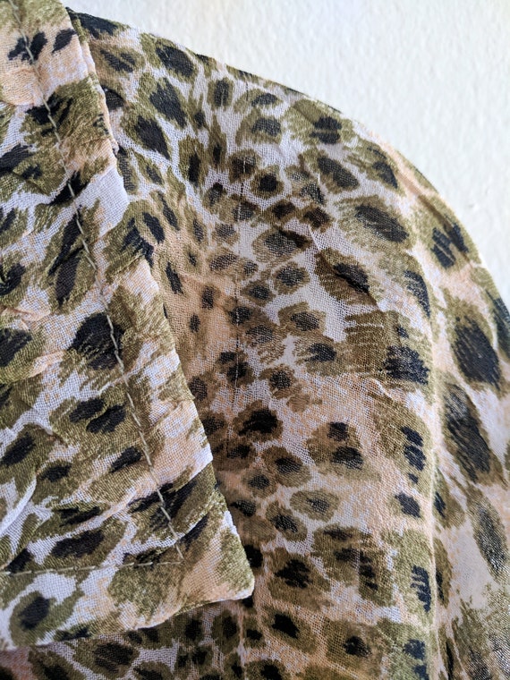 Sheer Leopard Print Collared Button Down 80s/90s … - image 4