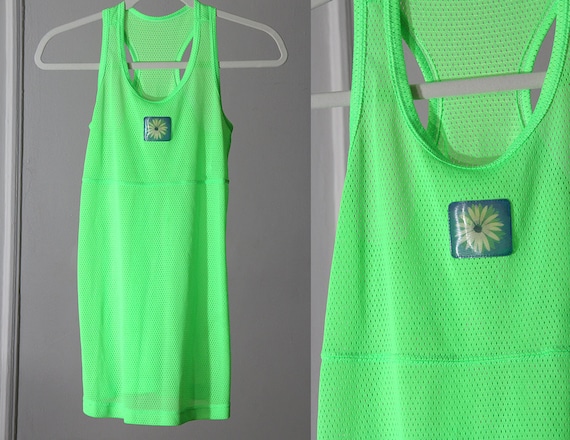 Neon Slime Green Sheer Mesh 90s Dress/Tunic/Tank Top Neon Slime Green Sheer Mesh 90s Dress/Tunic/Tank Top