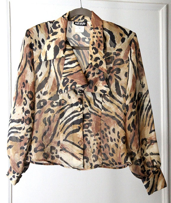 Sheer Animal Print 90s Jacket / Blouse - image 2