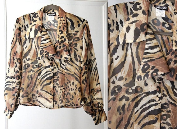 Sheer Animal Print 90s Jacket / Blouse - Etsy