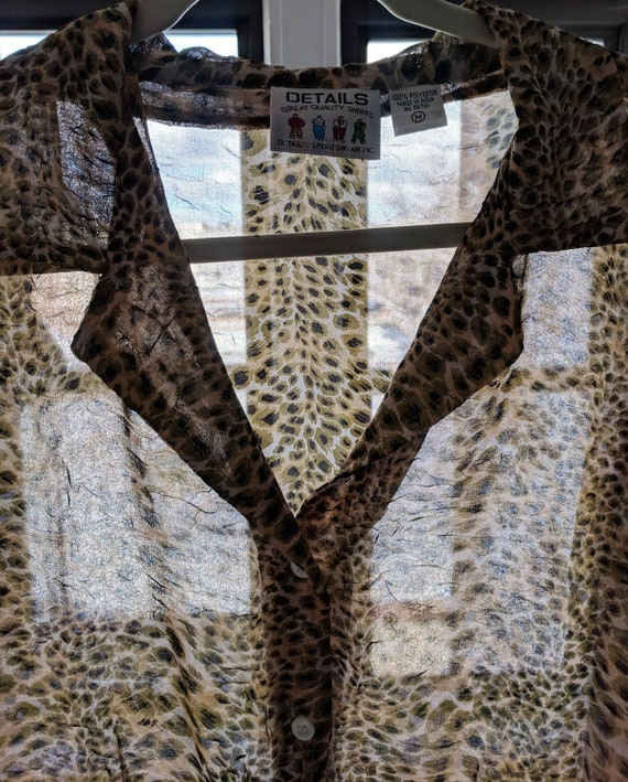 Sheer Leopard Print Collared Button Down 80s/90s … - image 6