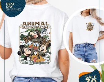 Retro Mickey and Friends Safari 2 Sided Shirt | Disney Safari Mode Shirt | Animal Kingdom Safari Shirt | WDW Mickey Safari Shirt
