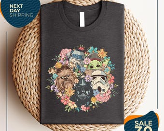 Floral Space Characters Shirt | Cute Galaxy Friends Tee | Retro Sci-Fi Floral Shirt | Aesthetic Space Fan Gift | Vintage Style Graphic Tee