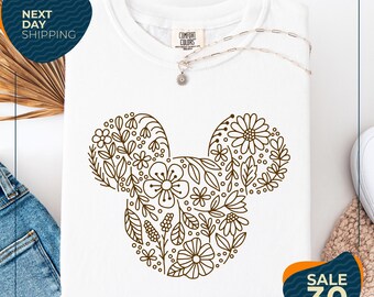 Comfort Colors® Floral Heart Shirt | Boho Wildflower Line Art Tee | Cottagecore Flower Heart Shirt | Minimalist Love Gift Shirt | Aesthetic