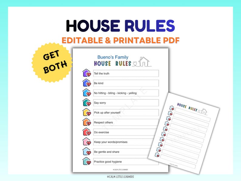 Home Rules Notebook Editable House Rules Printable, Homeschool Rules Chart, Fillable PDF ...