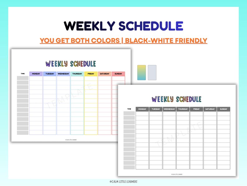 Editable Weekly Schedule Template | Landscape Planner Printable ...
