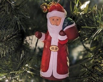 Rustic Wooden Santa Ornament