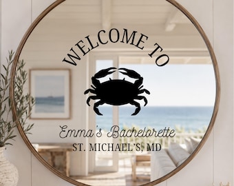 Personalized Bachelorette Mirror Sticker Custom Destination Party Decal for Bridal Celebration Removable Vinyl Sign Selfie Decor Window
