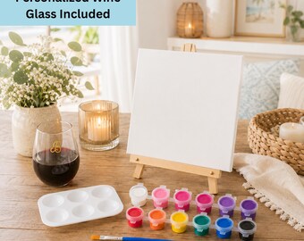 Personalized Girls Night Paint and Sip Kit for Bachelorette Weekend Girls Trip Activity Autumn Date Night Thanksgiving Table Craft for Adult