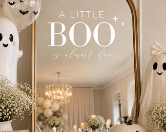 A Little Boo Is Almost Due Baby Shower Decal Halloween Shower Decor Ghost Baby Shower Sign for Mirror Glass Acrylic Party Decor Fall Baby