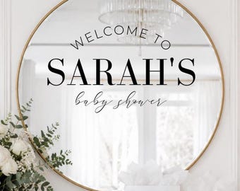 Personalized Baby Shower Mirror Decal Welcome Sign for Baby Boy Girl Custom Name Vinyl Sticker Welcome Baby Party Decor Mirror Sign