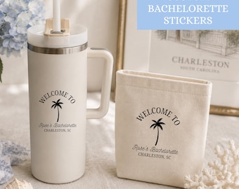 Custom Destination Party Sticker Set For Bridesmaids Personalized Bachelorette Gift Bag Filler for Bachelorette Weekend Favor Bridal Shower