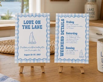 Custom Love on the Lake Bachelorette Itinerary Template Card for Party Digital Download Editable Canva Bachelorette Weekend Decor for Bride